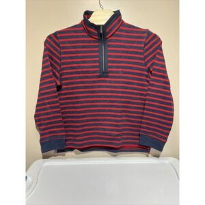 LL Bean Sweater Adult‎ Large Blue Red Traditional Fit Striped 1/4 Zip Pullover